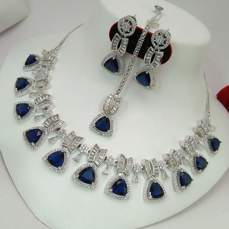 Manisha Jewellery Silver Plated AD Necklace Set