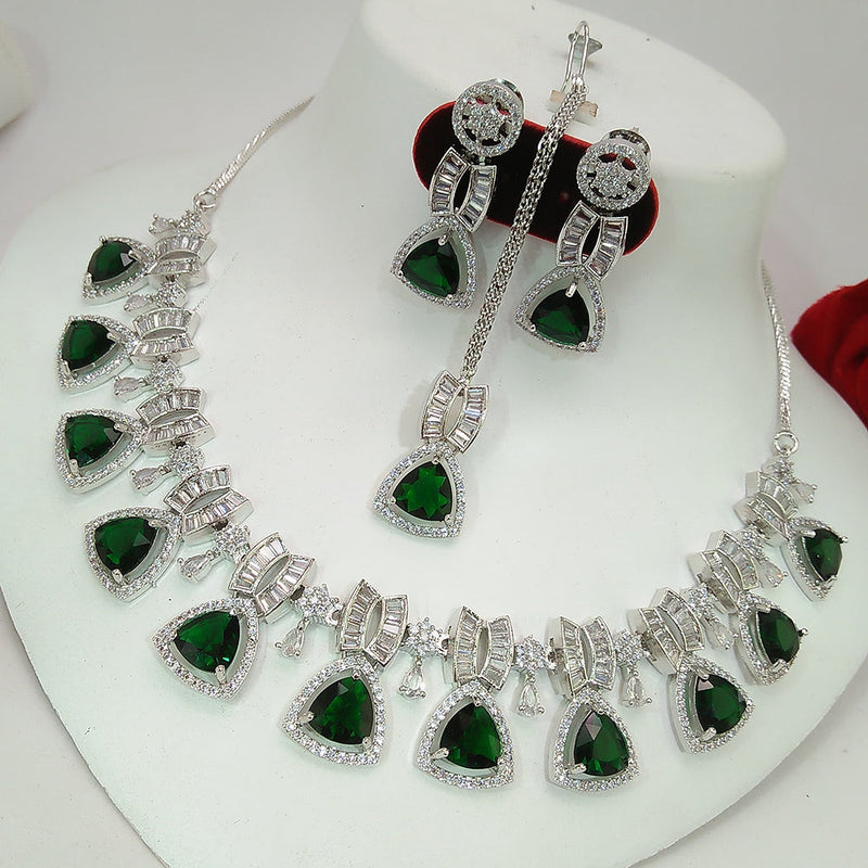 Manisha Jewellery Silver Plated AD Necklace Set