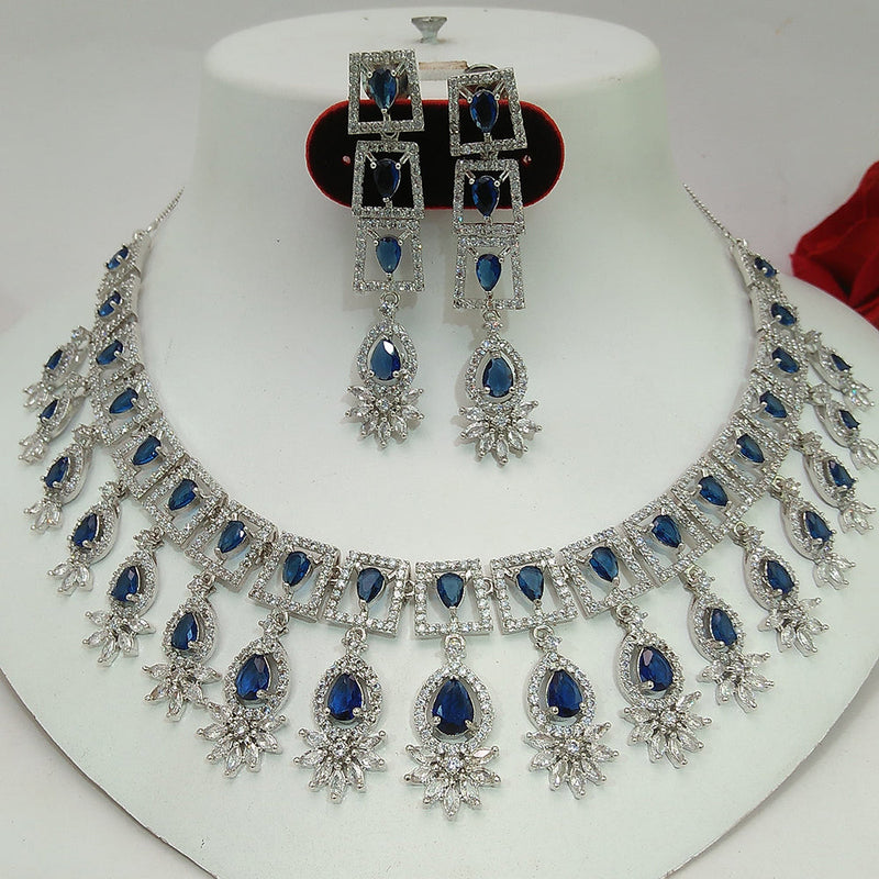 Manisha Jewellery Silver Plated AD Necklace Set