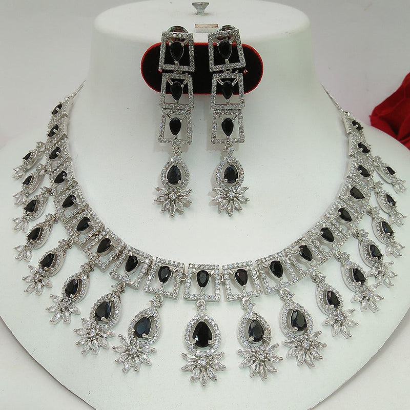 Manisha Jewellery Silver Plated AD Necklace Set