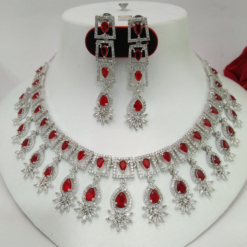 Manisha Jewellery Silver Plated AD Necklace Set