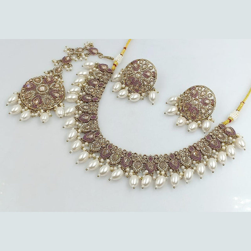 Manisha Jewellery Gold Plated Crystal And Pearls Necklace Set