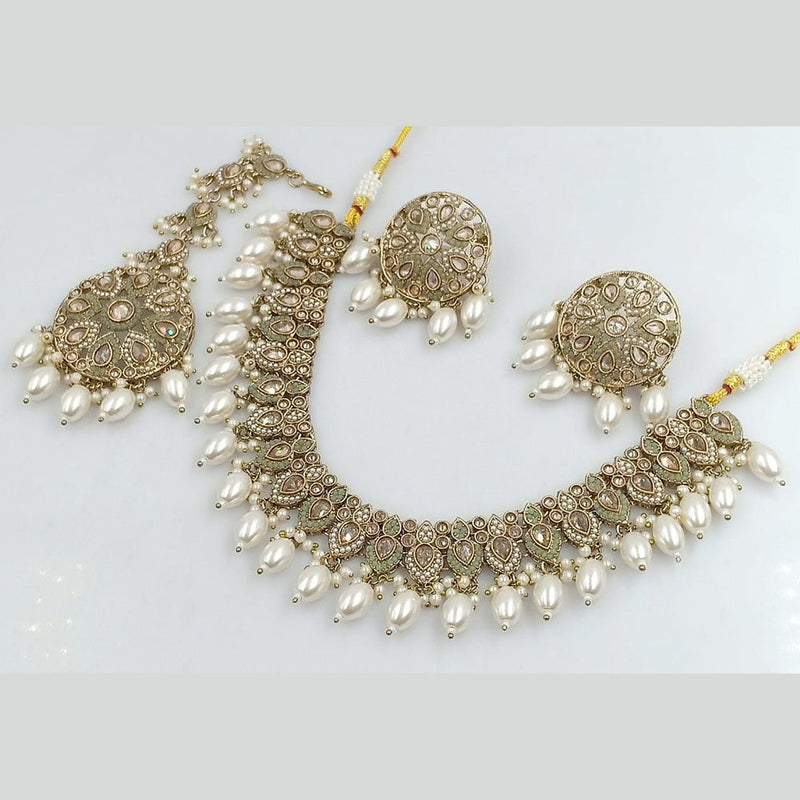 Manisha Jewellery Gold Plated Crystal And Pearls Necklace Set