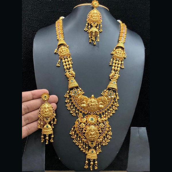 Manisha Jewellery Gold Plated Pota Stone Temple Long Necklace Set