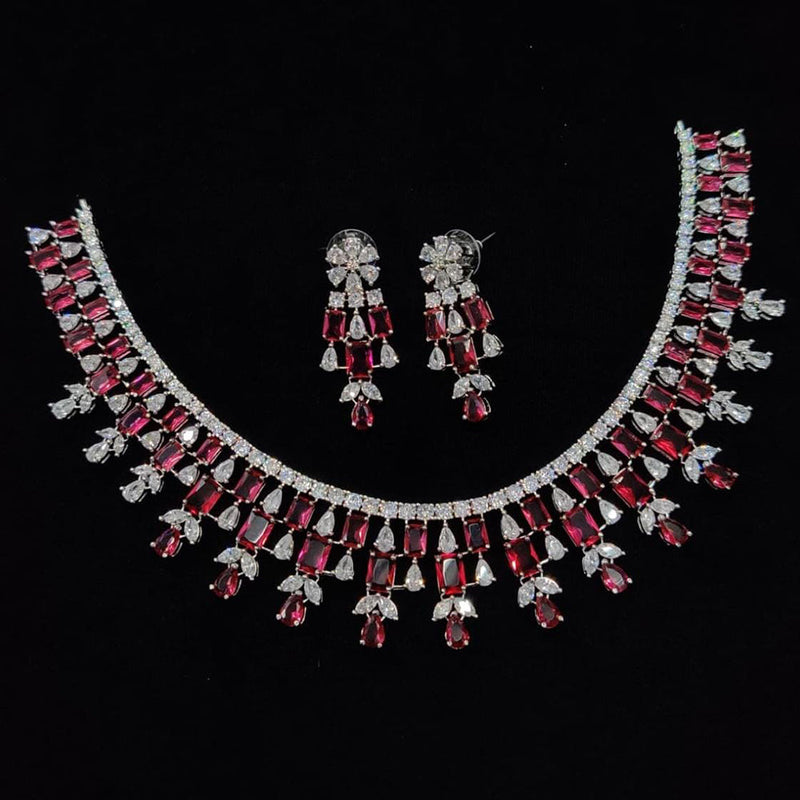 Manisha Jewellery Silver Plated AD Necklace Set