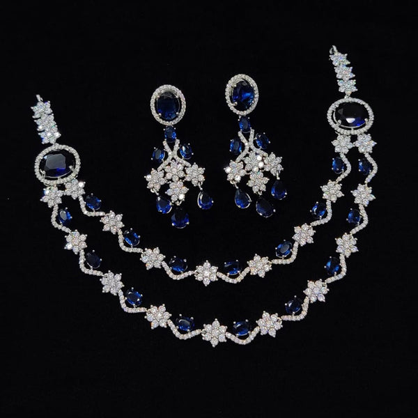 Manisha Jewellery Silver Plated AD Necklace Set