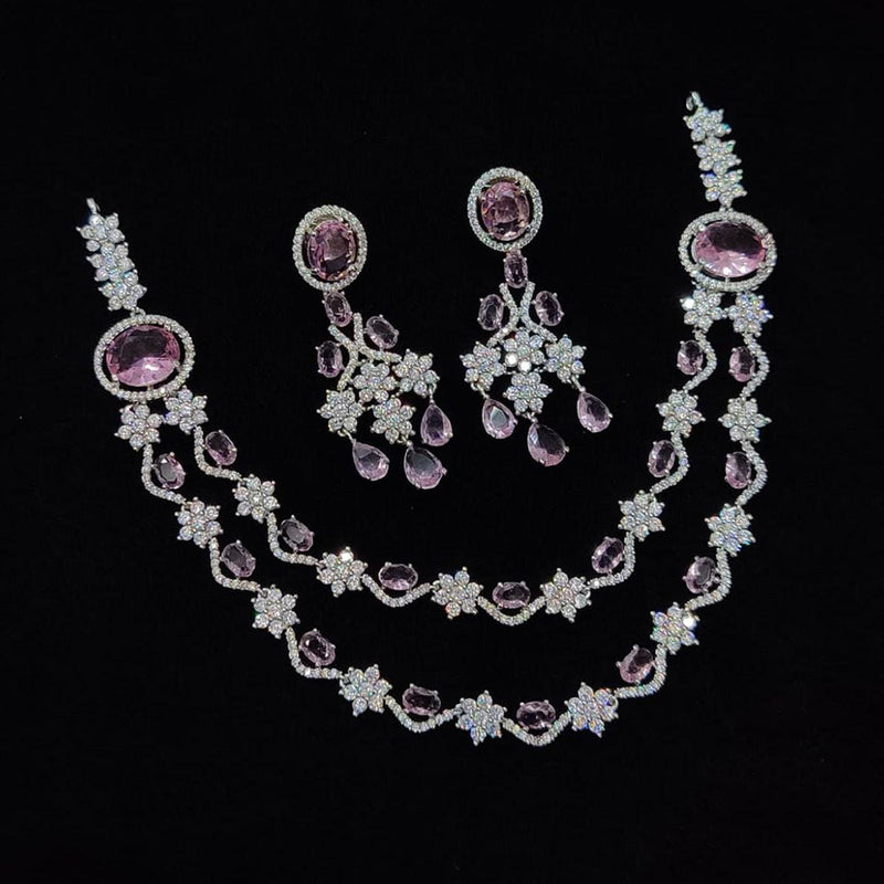 Manisha Jewellery Silver Plated AD Necklace Set