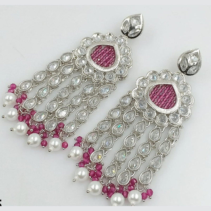 Manisha Jewellery Silver Plated Crystal Stone And Pearls Dangler Earrings