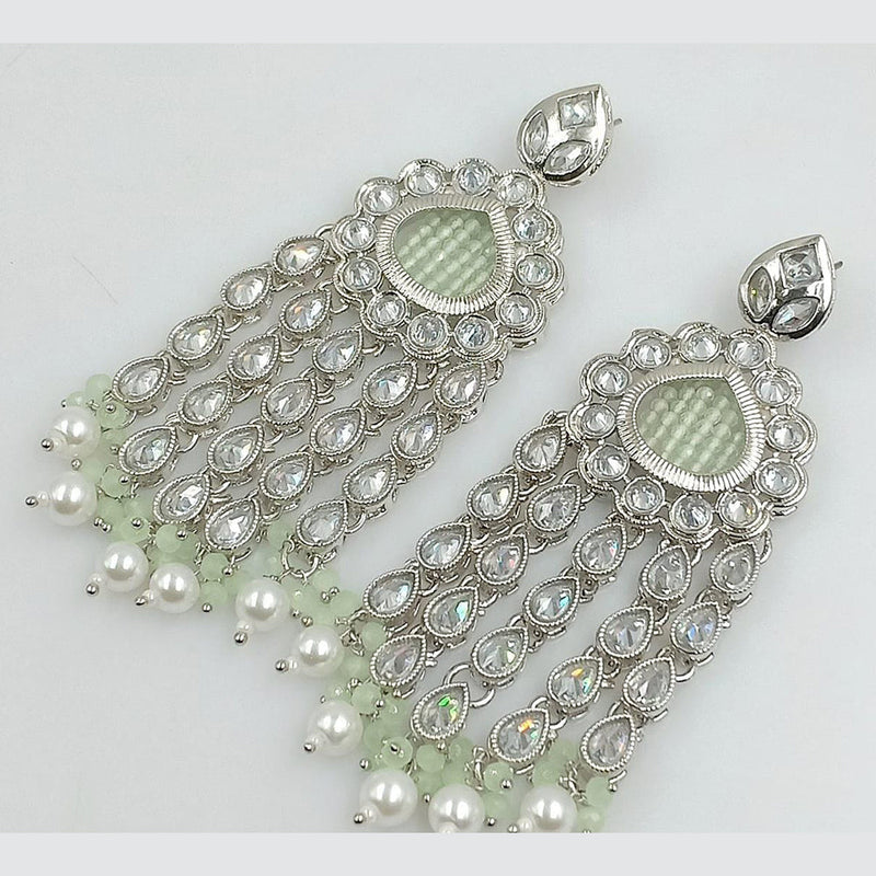 Manisha Jewellery Silver Plated Crystal Stone And Pearls Dangler Earrings