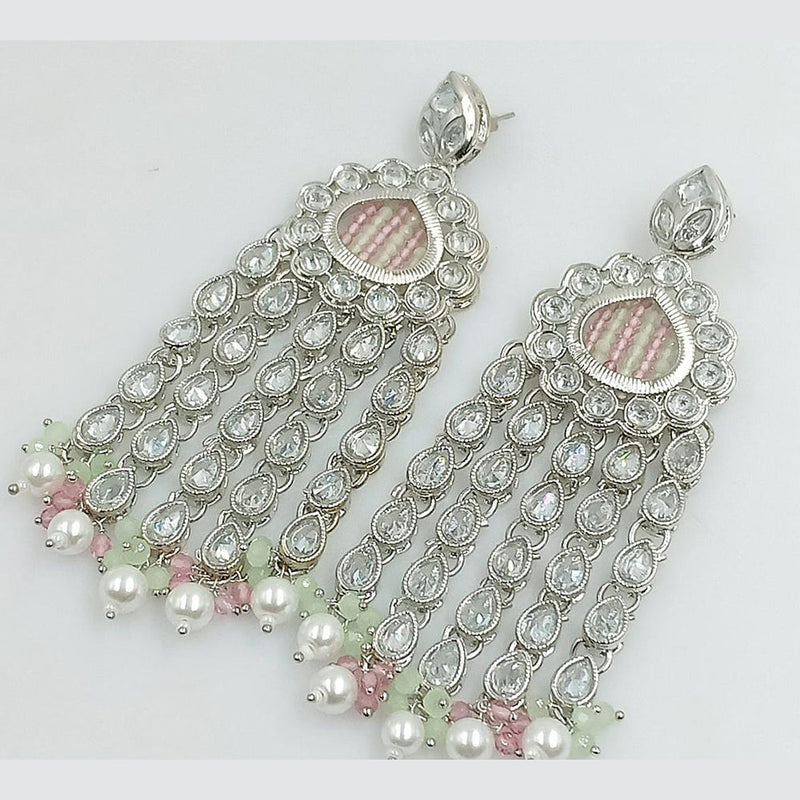 Manisha Jewellery Silver Plated Crystal Stone And Pearls Dangler Earrings