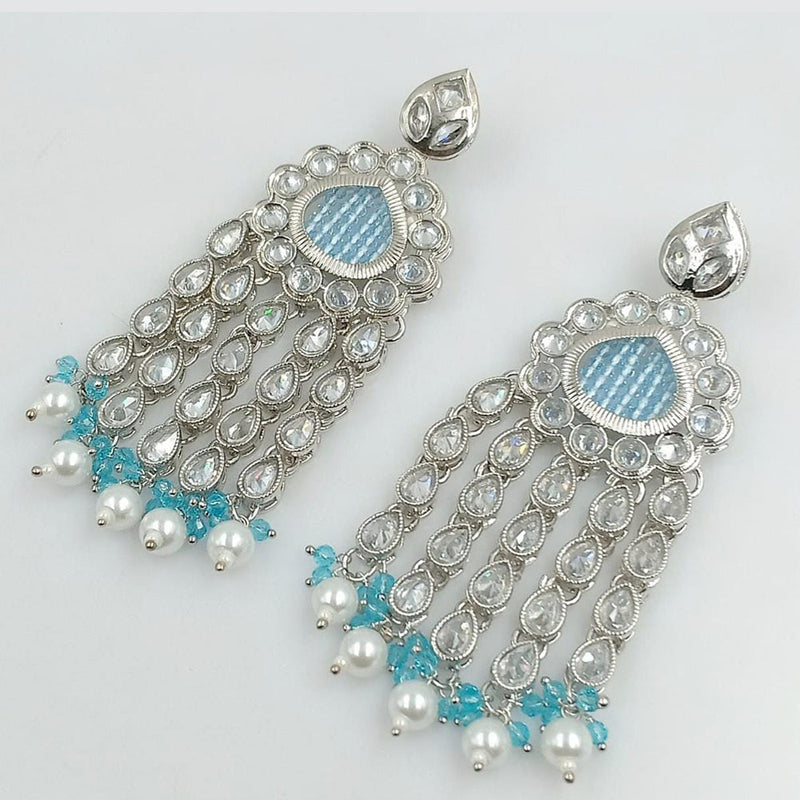 Manisha Jewellery Silver Plated Crystal Stone And Pearls Dangler Earrings