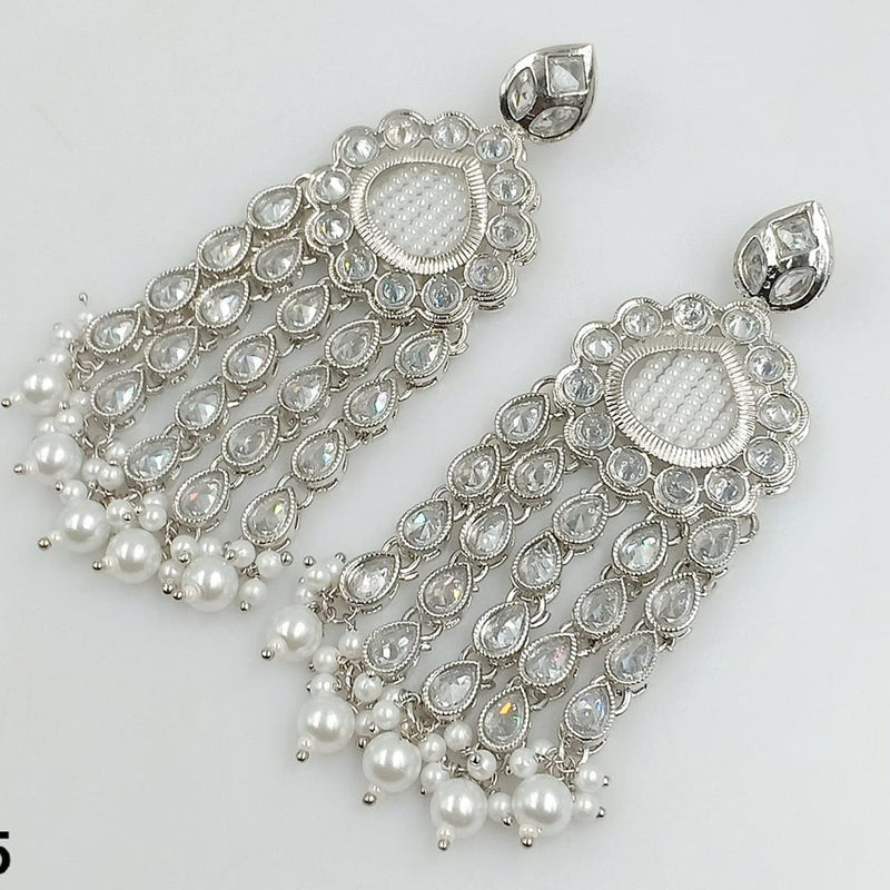 Manisha Jewellery Silver Plated Crystal Stone And Pearls Dangler Earrings