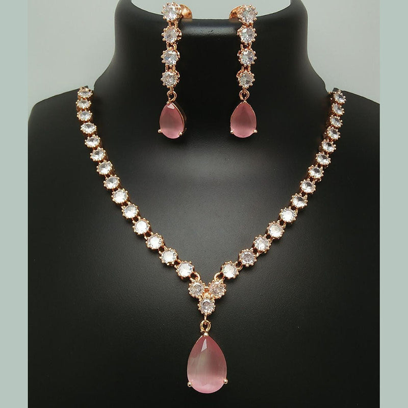 Manisha Jewellery Rose Gold Plated AD Necklace Set