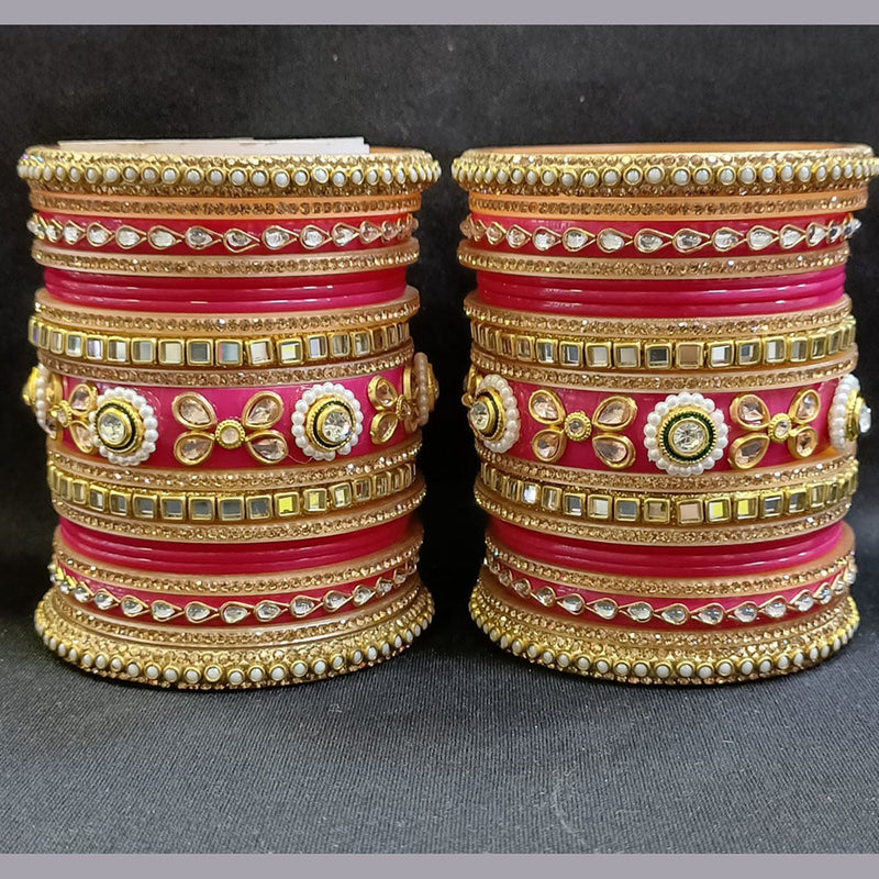 Manisha Jewellery Gold Plated Austrian Stone And Pearl Bangles s Set