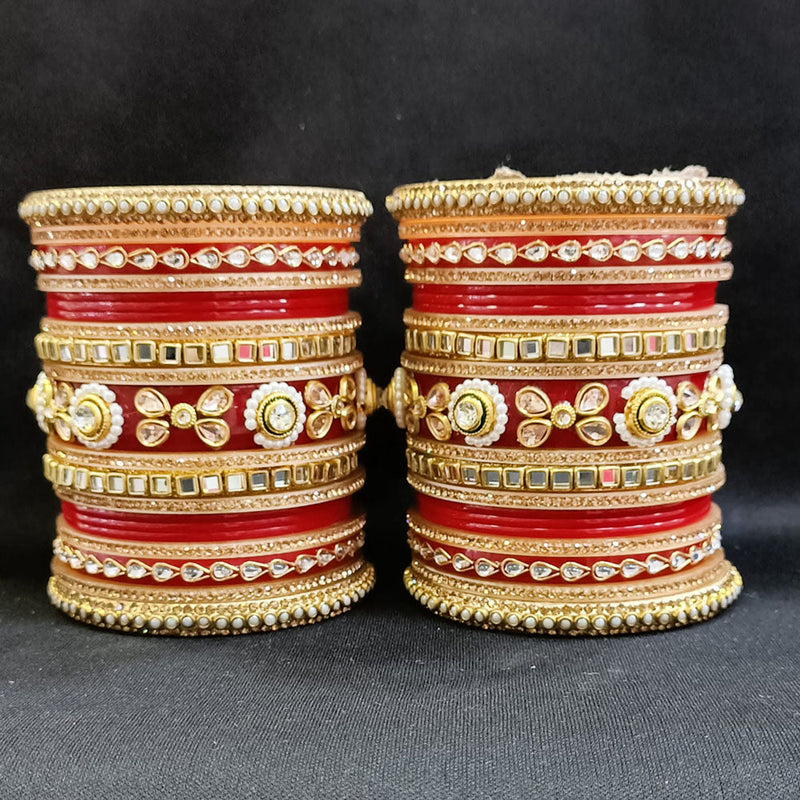 Manisha Jewellery Gold Plated Austrian Stone And Pearl Bangles s Set