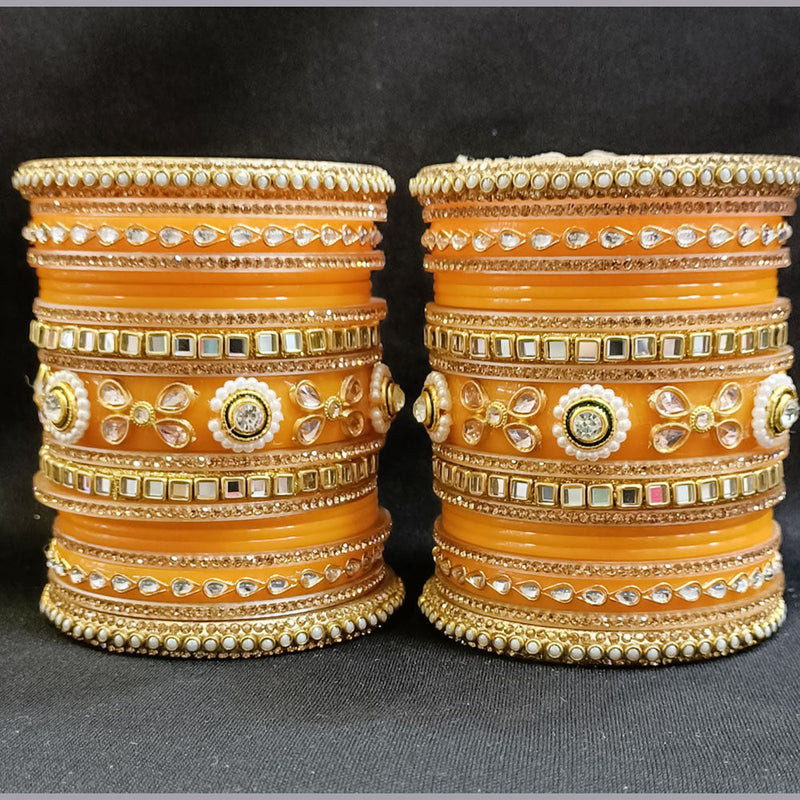 Manisha Jewellery Gold Plated Austrian Stone And Pearl Bangles s Set