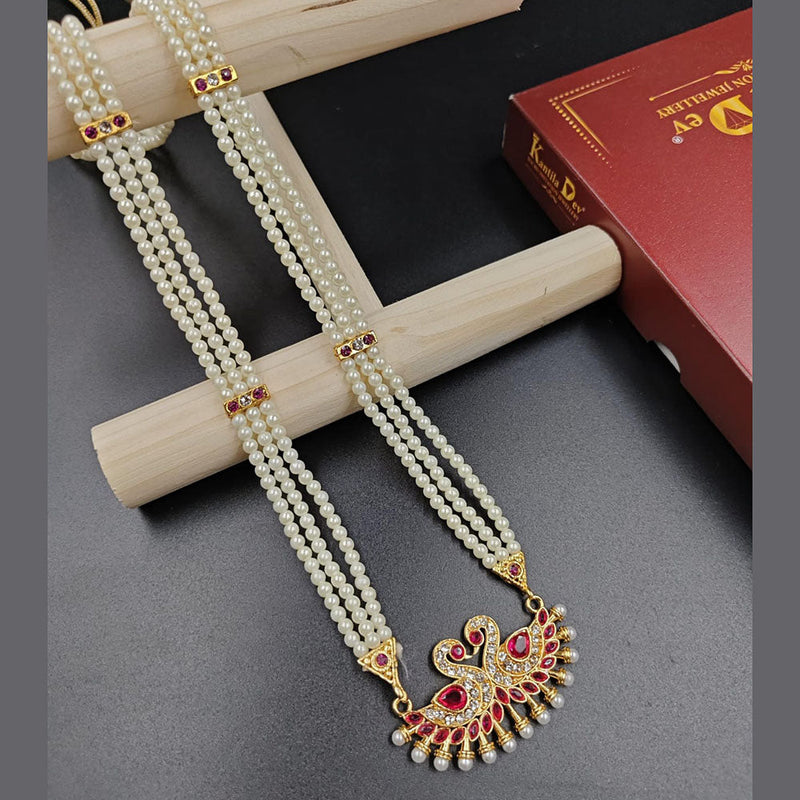 Manisha Jewellery Gold Plated Austrian Stone And Pearl Long Necklace