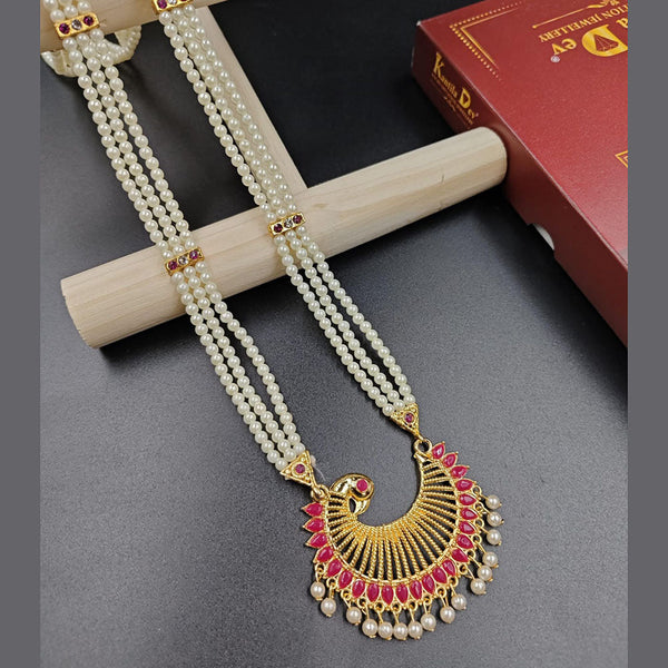 Manisha Jewellery Gold Plated Austrian Stone And Pearl Long Necklace