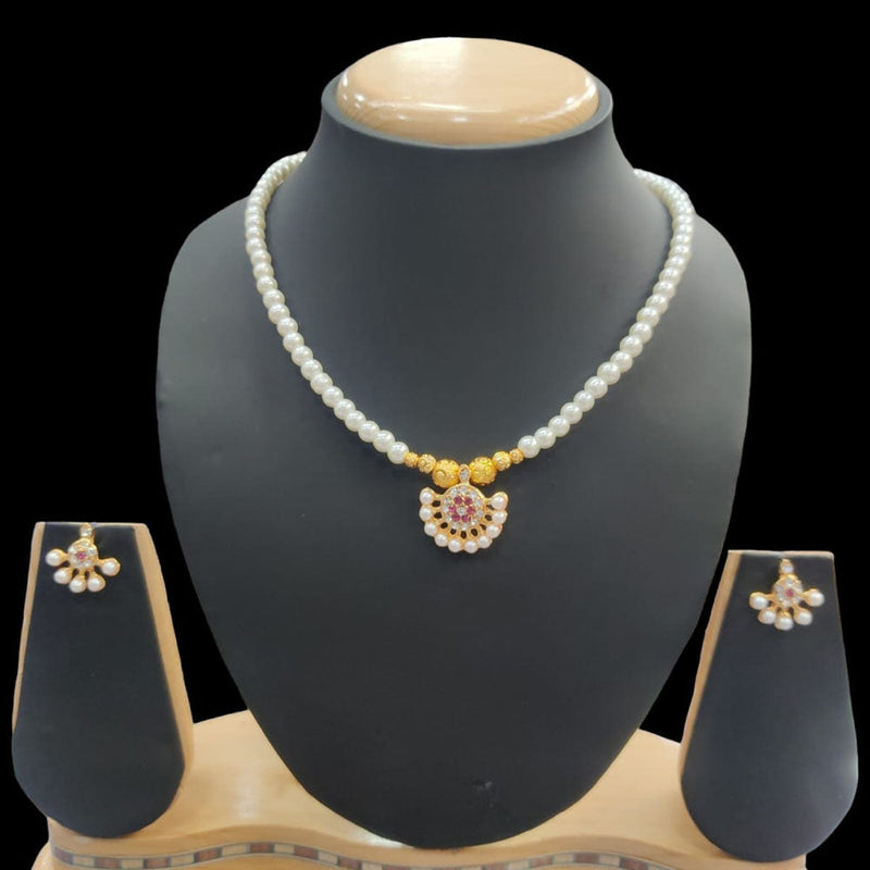 Manisha Jewellery Gold Plated Austrian Stone And Pearl Necklace Set