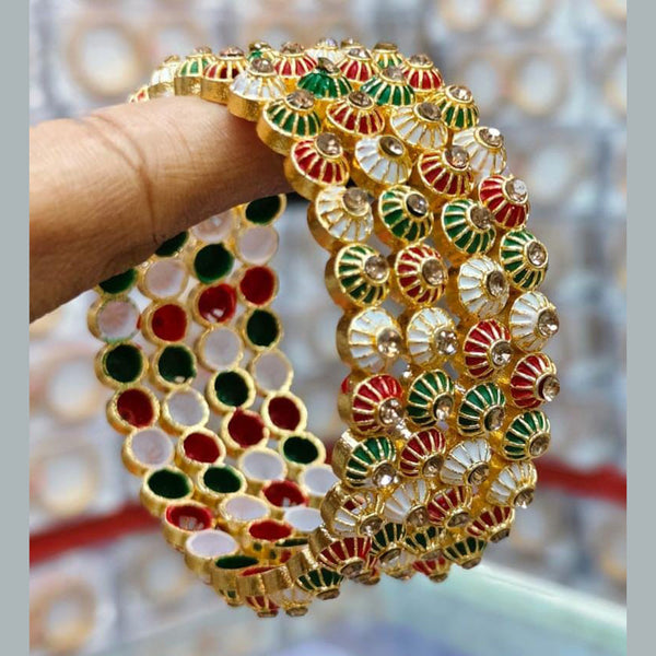 Manisha Jewellery Gold Plated Austrian Stone And Meenakari Bangles Set