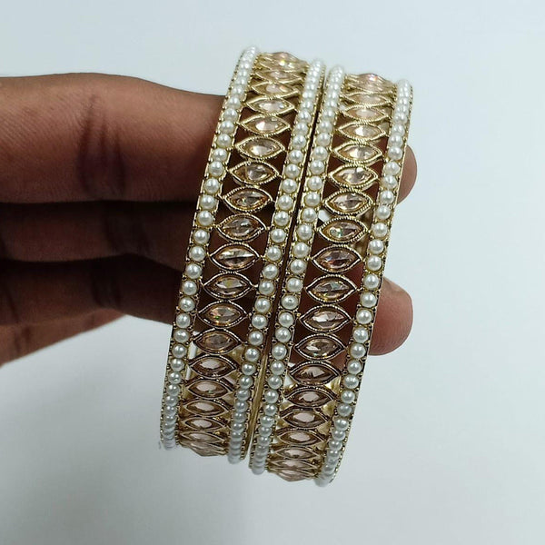 Manisha Jewellery Gold Plated Crystal Stone And Pearl Bangles Set