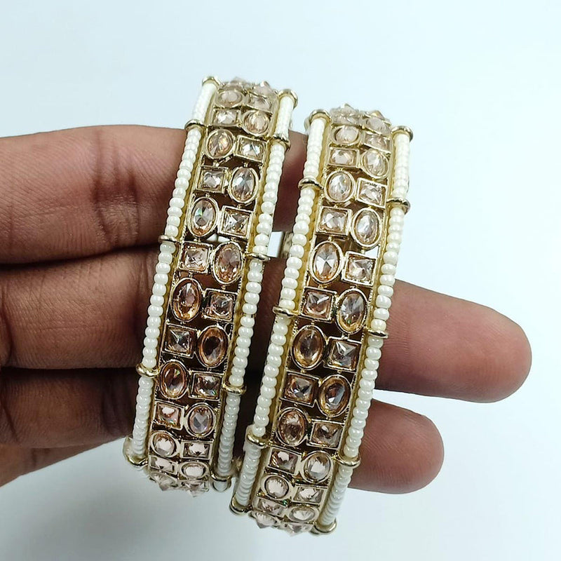 Manisha Jewellery Gold Plated Crystal Stone And Pearl Bangles Set