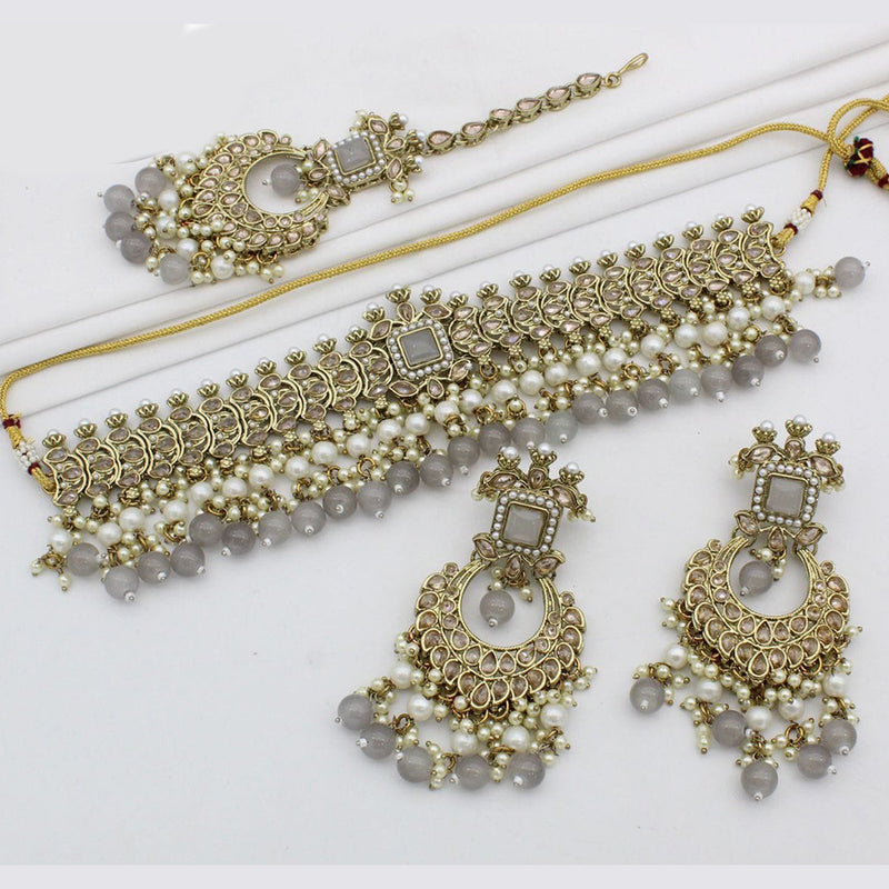 Manisha Jewellery Gold Plated Crystal Stone Choker Necklace Set