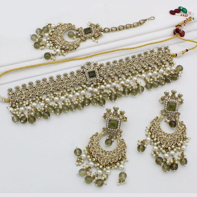 Manisha Jewellery Gold Plated Crystal Stone Choker Necklace Set