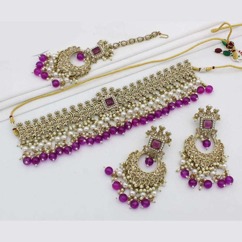 Manisha Jewellery Gold Plated Crystal Stone Choker Necklace Set