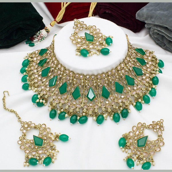 Manisha Jewellery Gold Plated Crystal Stone And Pearls Choker Necklace Set