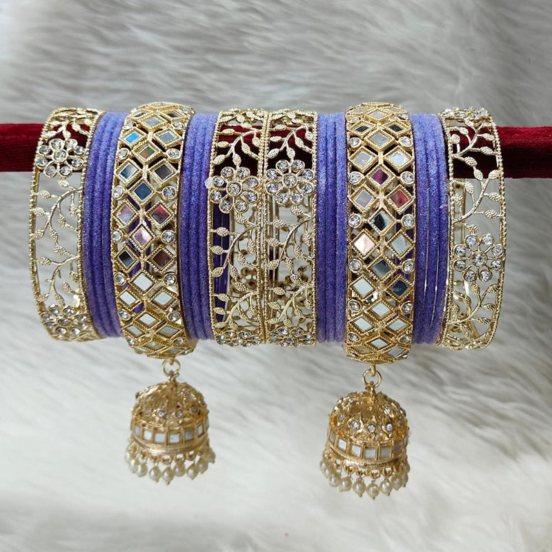 Manisha Jewellery Gold Plated Austrian Stone And Mirror Bangles Set