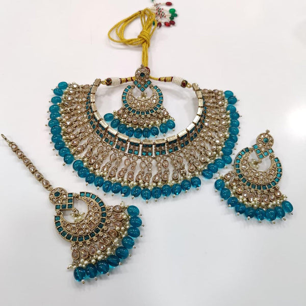 Manisha Jewellery Gold Plated Kundan Stone And Pearls Choker Necklace Set