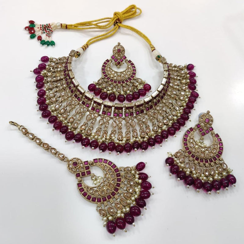 Manisha Jewellery Gold Plated Kundan Stone And Pearls Choker Necklace Set