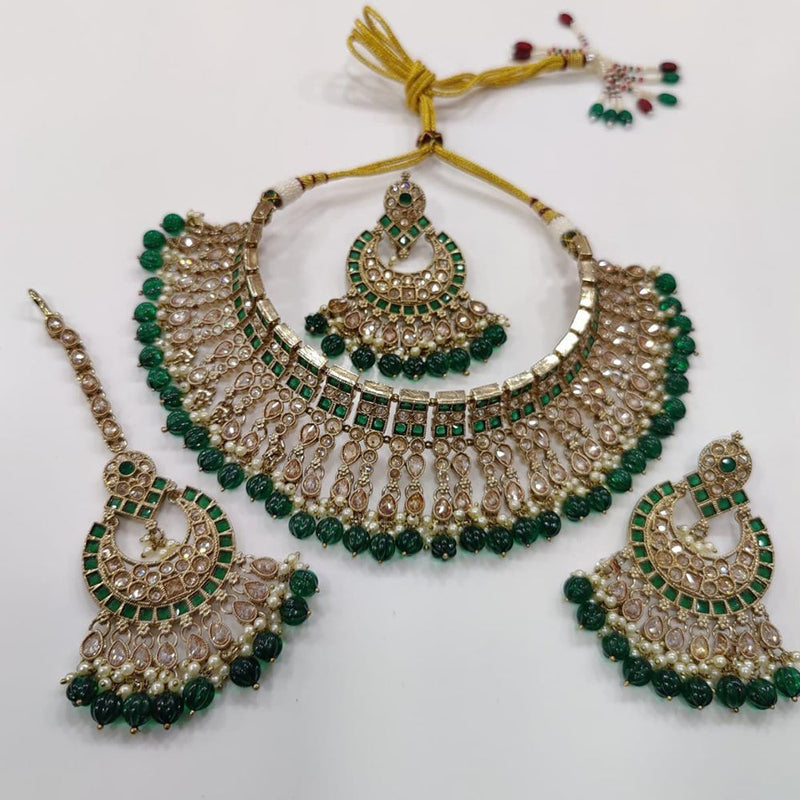 Manisha Jewellery Gold Plated Kundan Stone And Pearls Choker Necklace Set