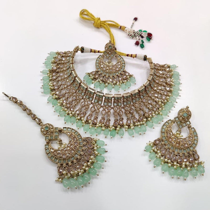 Manisha Jewellery Gold Plated Kundan Stone And Pearls Choker Necklace Set