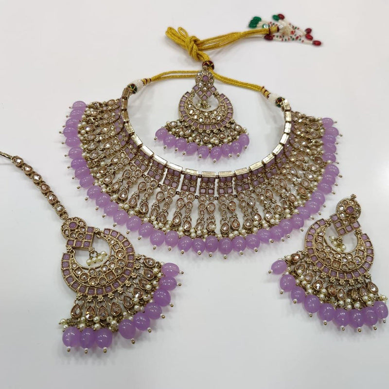 Manisha Jewellery Gold Plated Kundan Stone And Pearls Choker Necklace Set