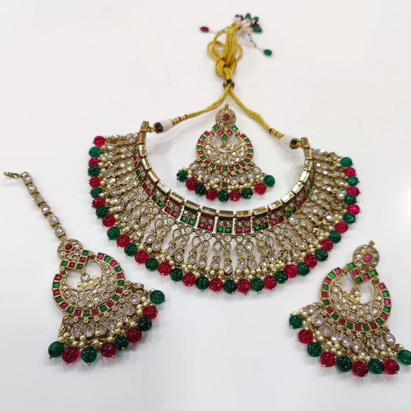 Manisha Jewellery Gold Plated Kundan Stone And Pearls Choker Necklace Set