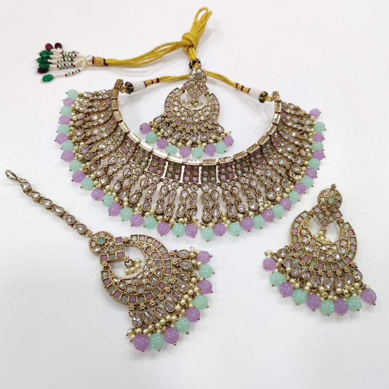 Manisha Jewellery Gold Plated Kundan Stone And Pearls Choker Necklace Set