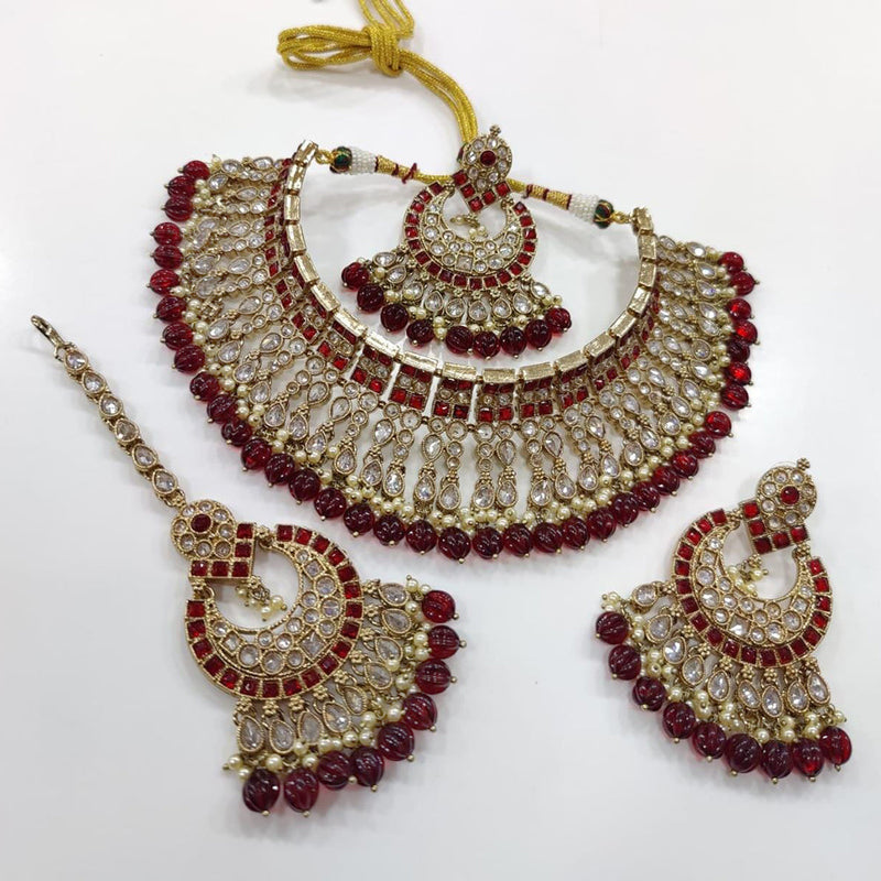 Manisha Jewellery Gold Plated Kundan Stone And Pearls Choker Necklace Set