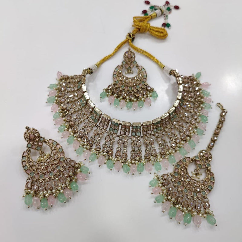 Manisha Jewellery Gold Plated Kundan Stone And Pearls Choker Necklace Set