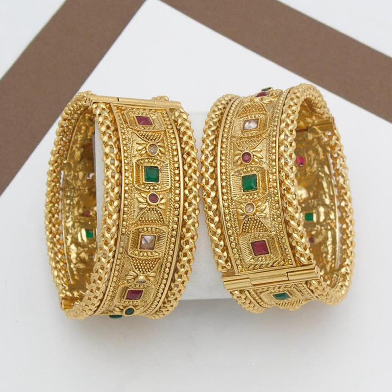 Manisha Jewellery Gold Plated Pota Stone Openable Bangle Set