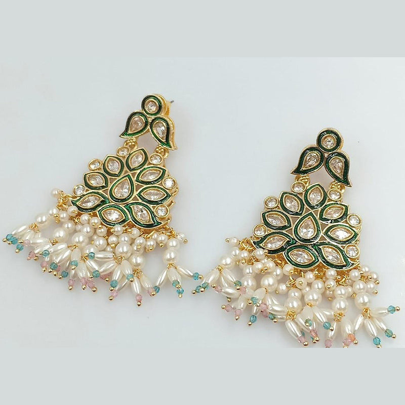 Manisha Jewellery Gold Plated Crystal Stone And Pearls Dangler Earrings