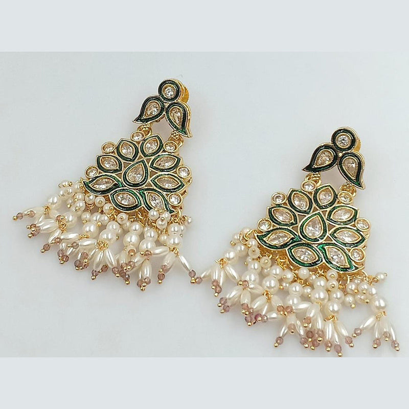 Manisha Jewellery Gold Plated Crystal Stone And Pearls Dangler Earrings