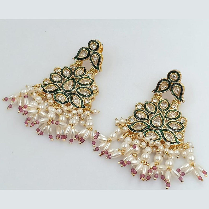 Manisha Jewellery Gold Plated Crystal Stone And Pearls Dangler Earrings