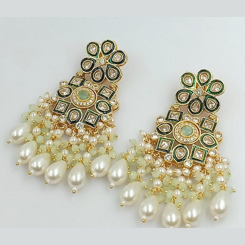 Manisha Jewellery Gold Plated Crystal Stone And Pearls Dangler Earrings