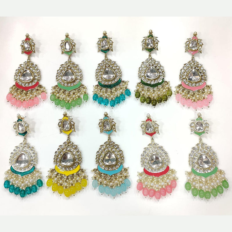 Manisha Jewellery Gold Plated Kundan Stone And Meenakari Dangler Earrings