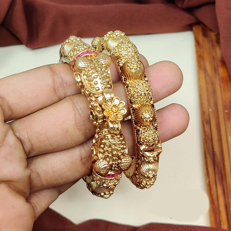 Manisha Jewellery Gold Plated Kundan Stone Openable Bangle Set