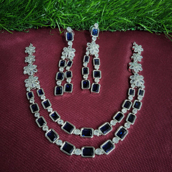 Manisha Jewellery Silver Plated AD Necklace Set