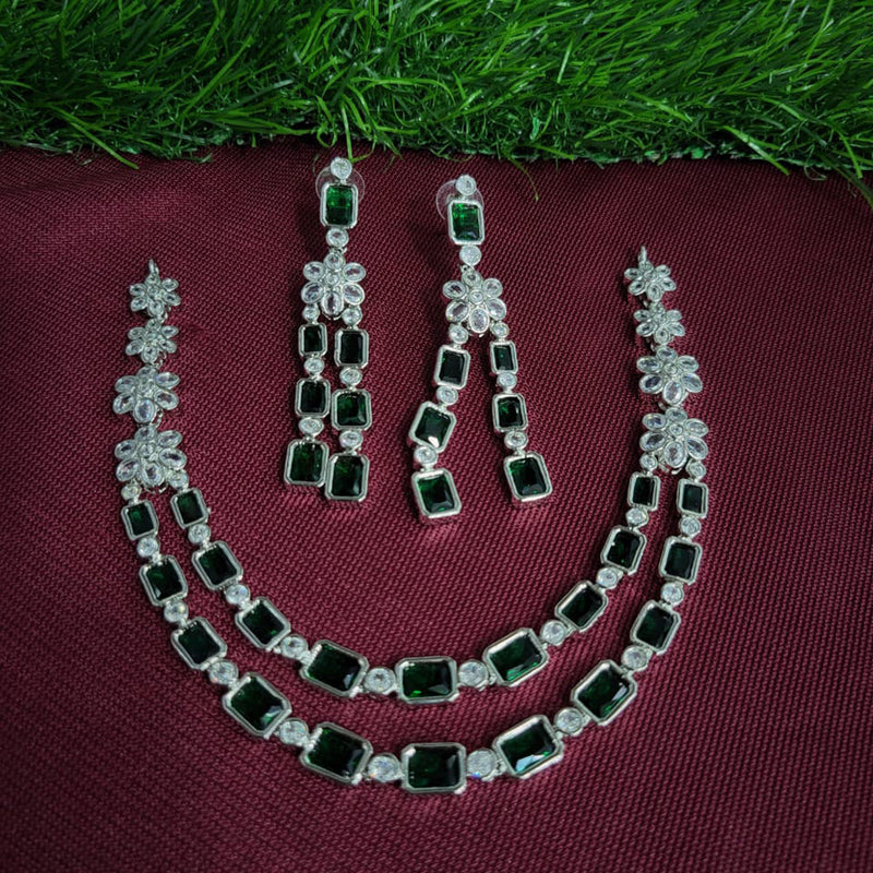 Manisha Jewellery Silver Plated AD Necklace Set