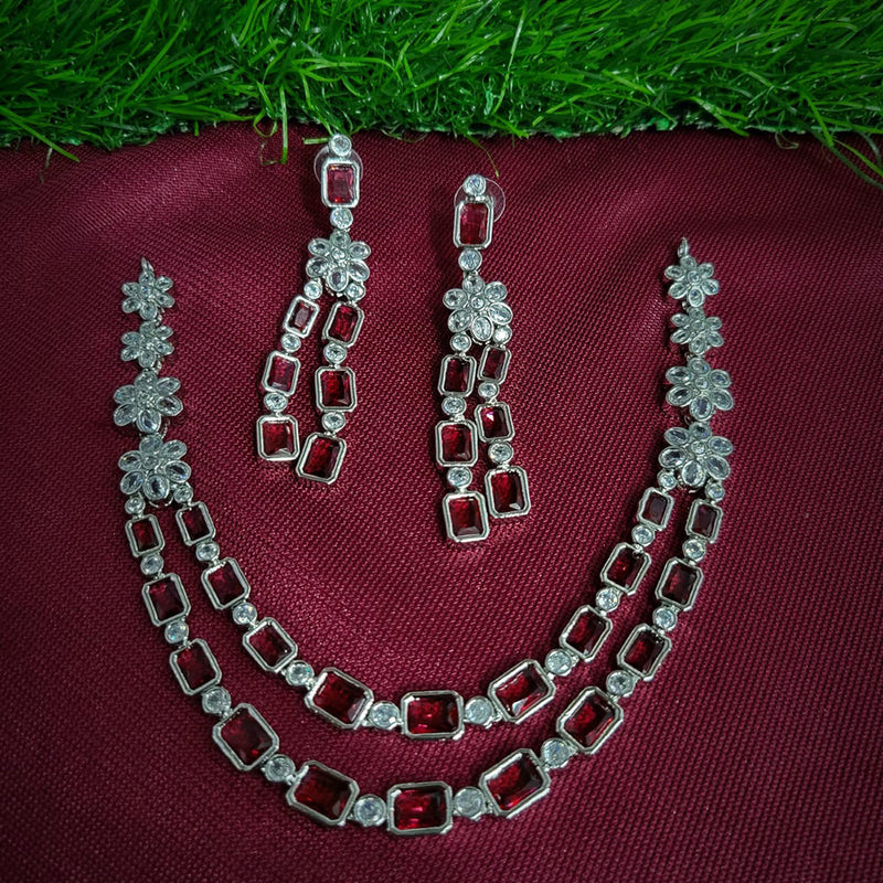 Manisha Jewellery Silver Plated AD Necklace Set